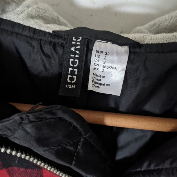 Divided Flannel Zip Up Hoodie Lined Jacket - Picture 3 of 3